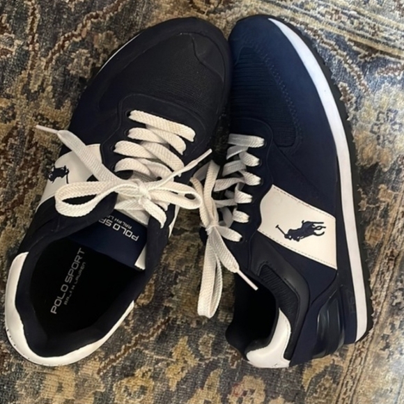 Polo Ralph Lauren Jogger Suede & Mesh Blue Sneakers US Men's Size 9.5 - Picture 3 of 10